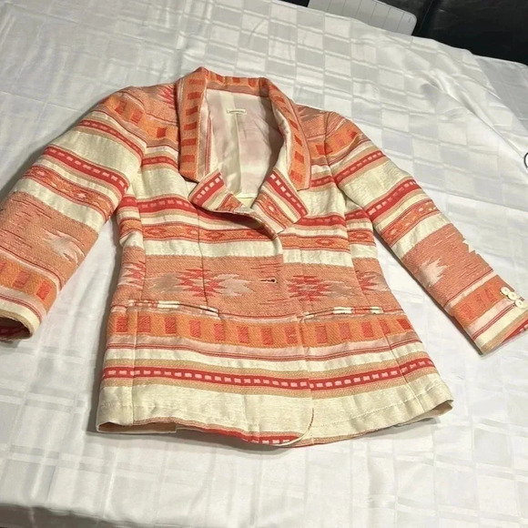 Made in Italy, (+) people.Blazer women medium.Linen,cotton,embroidered,Aztec,EC - Picture 14 of 16